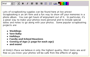 screenshot of the text editor